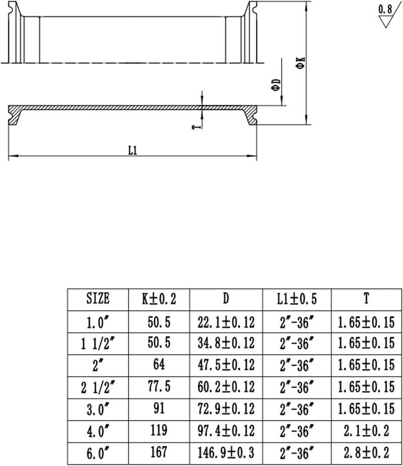 JMCOLMT Tri Clamp Tube 2 Inch OD Sanitary Spool Length 6 Inch Clamp End OD 50.5mm 304 Stainless Steel Seamless Round Tubing - Image 5